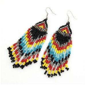 COPY - Beaded Bohemian Ethnic Handmade Dangling Earrings